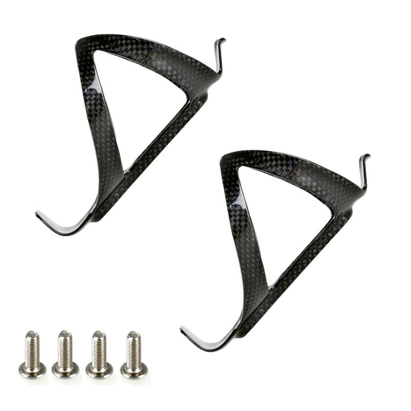 PERGEAR Black Carbon Fiber Lightweight Bicycle Water Bottle Cage for Cycling - Pack of 2 - Image 2